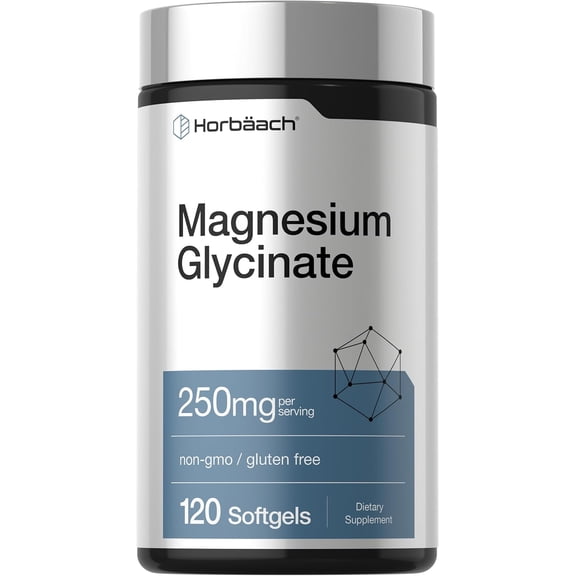 Magnesium Glycinate | 250mg | 120 Softgels | Non-GMO and Gluten Free Supplement | by Horbaach