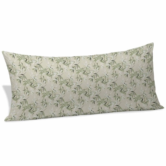 Green Eucalyptus Leaves Body Pillow Covers 20"x60", Spring Watercolor Plant Textured Soft Brushed Microfiber Breathable Throw Pillow Covers, Decorative Pillowcase with Zipper for Couch Sofa Bedroom