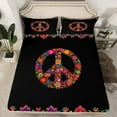 thumbnail image 2 of Homewish Boho Peace Sign Full Size Sheets 4-Piece for Female Men,Hippie Peace Symbol Breathable Bed Sheets,Bohemian Flower Lightweight Sheet Sets,Luxury Bedroom Decor, 2 of 7