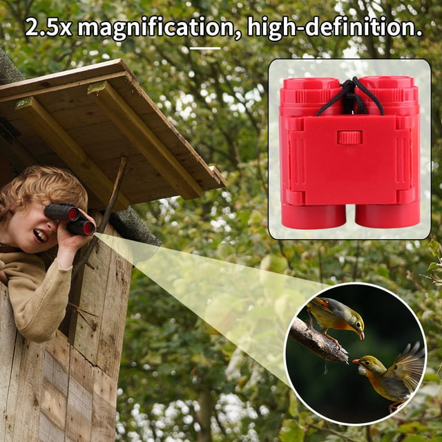 Télescope Portable Enfant Binoculaire Pliable en Plein Air Outil d'Observation des Enfants Élevés Observant la Résolution Binoculaire Enfants Binoculaire, Rouge