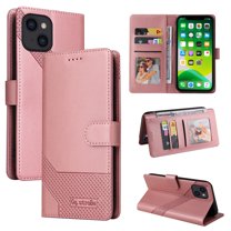 Wallet Phone Case for Apple iPhone 13 6.1-inch,Shockproof Leather Magnetic Folio Flip Kickstand Credit Card Slots Cash Pocket Protective Cover For iPhone 13,Rosegold