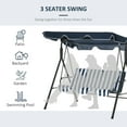 thumbnail image 6 of Outsunny 3-Seat Outdoor Patio Swing Chair with Removable Cushion, Steel Frame Stand and Adjustable Tilt Canopy for Patio, Garden, Poolside, Balcony, Backyard, Dark Blue and White, 6 of 9