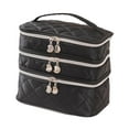 thumbnail image 2 of Bolsa de almacenamiento de cosméticos para mujer de 3 capas, impermeable, portátil, multifuncional, para artículos de tocador cremallera de plata, 2 of 9