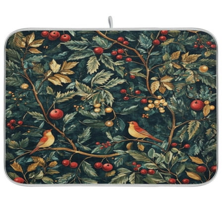 

Kitchen Drying Mat 16x18In Drying Dish Mat Dish Drying Mats Kitchen Countertop Multi-Function Drain Drying Mat Kitchen Table Christmas Bird Pattern