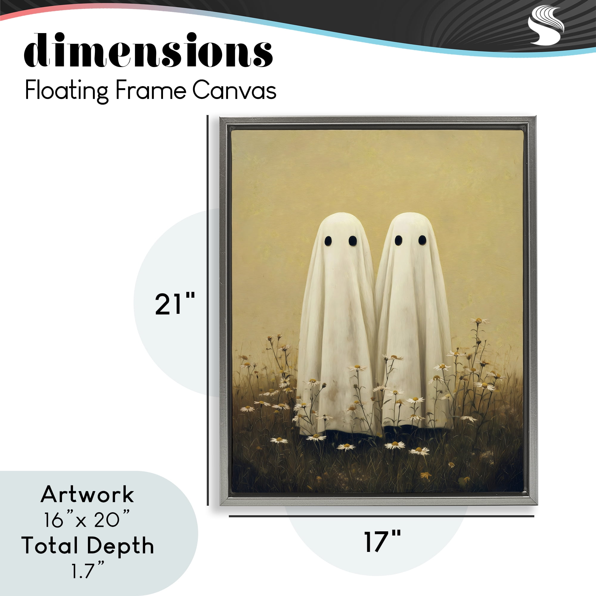 Daisy Ghost Couple Gray Framed Floater Canvas Wall Art, design by Arlington Prints