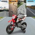 thumbnail image 4 of 12V Kids Motorcycle w/Treaded Tires, 3.1mph Top Speed, Kids Motorcycle w/Training Wheels, Music, Bluetooth, Spring Suspension, Red, 4 of 7