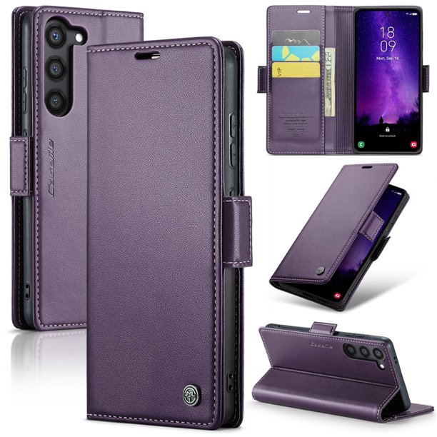 CaseMe Funda de Cuero para Samsung Galaxy S24+ 5G con Bloqueo RFID, para Samsung Galaxy S24+ Funda para Mujer y Hombre, Tarjetero con Cierre Magnético, Funda Tipo Folio para Samsung Galaxy S24+ 5G