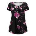 thumbnail image 3 of DailyTrove Women's Butterfly Print V-Neck Tunic - Short Sleeve Casual Top, Whimsical for Garden & Outings, 3 of 3