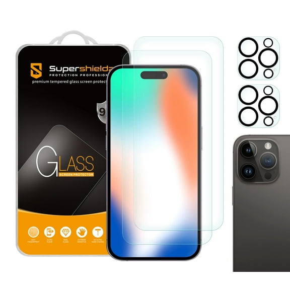 (2 Pack) Supershieldz Designed for iPhone 15 Pro (6.1 inch)  Camera Lens Tempered Glass Screen Protector, Anti Scratch, Bubble Free