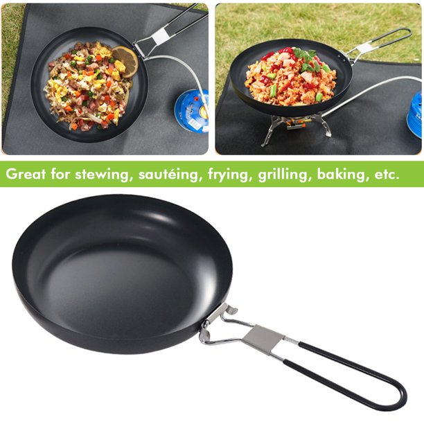 Sartén antiadherente BBQ Pan Mango plegable Steak Skillet Portátil Multifuncional para Senderismo Picnic FLhrweasw Nuevo
