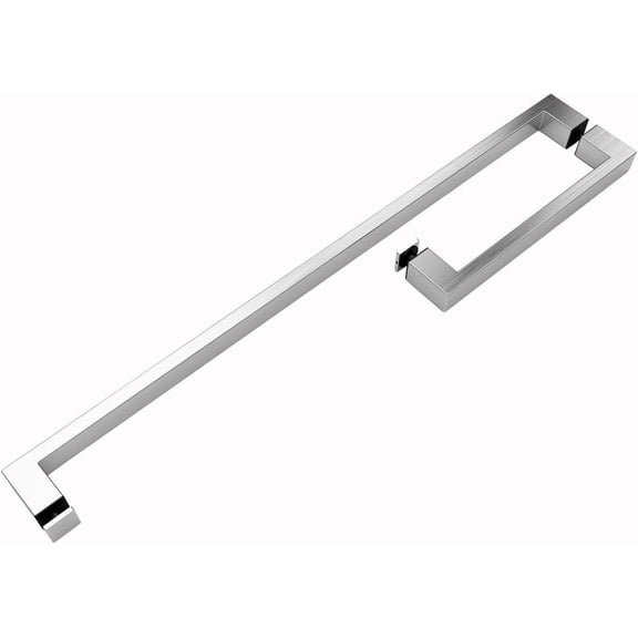8" Pull Handle and 20" Towel Bar Set, Glass Shower Door Towel Bar Handle Replacement for 1/4", 5/16", 3/8", and 1/2" (6-12mm) Glass Doors, Squared, Brushed Nickel