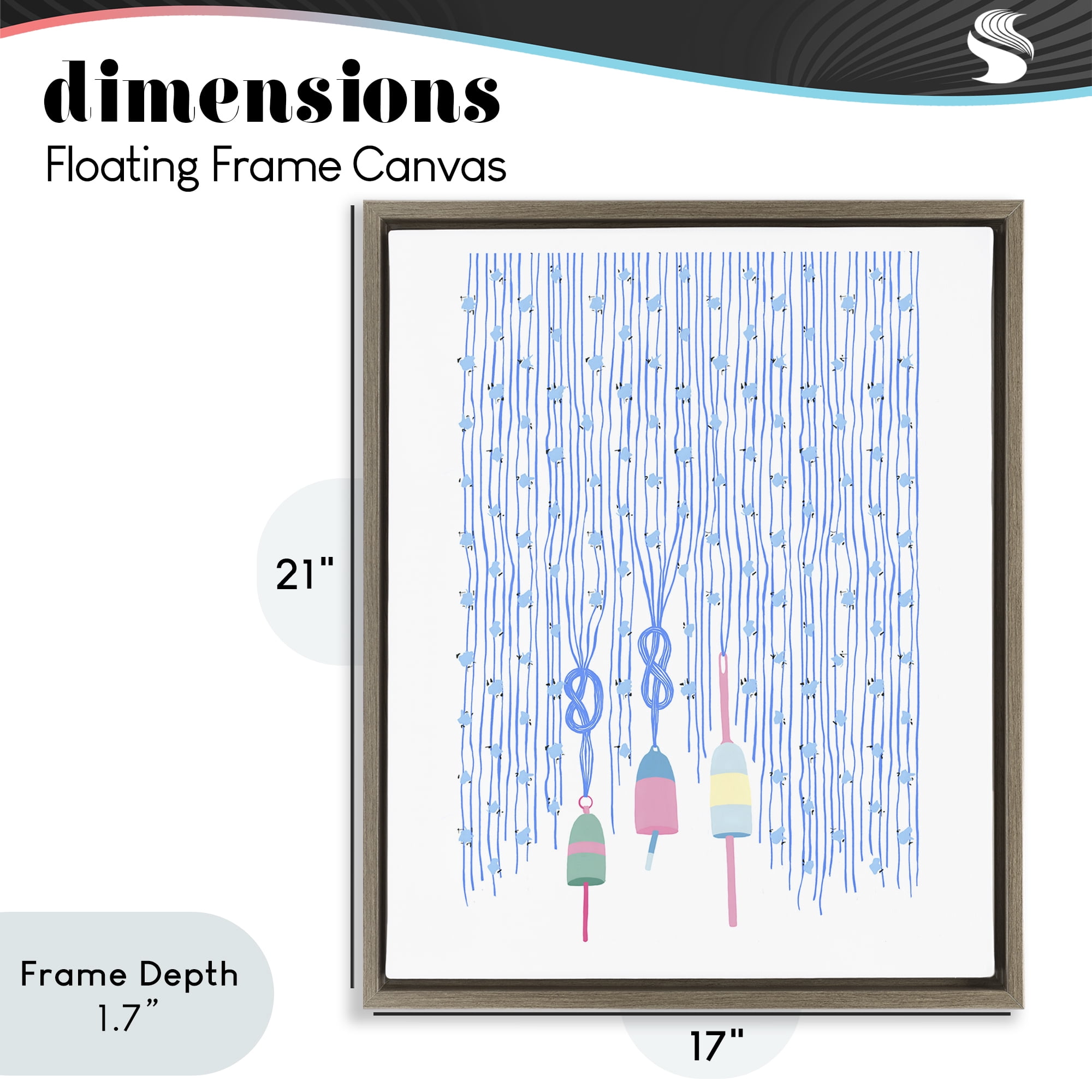 Stupell Industries Hanging Buoys on Ropes Brown Framed Floater Canvas Wall Art, design by Melissa Tilley