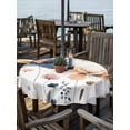 thumbnail image 2 of Outdoor Tablecloth with Umbrella Hole for Patio/Picnic/Party/Camping, Blue Yellow Flowers Waterproof Table Cloth Round Cover Washable, Spring Summer Garden Wildflowers (Dia 60"), 2 of 8