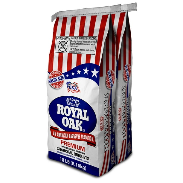 Royal Oak All Natural Hardwood Premium Charcoal Briquets, 18 Lb (2 Pack