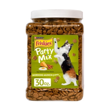 Purina Friskies Party Mix Morning Munch Crunch Egg, Bacon, & Cheese Flavor Crunchy Treats for Cats, 30 oz Canister