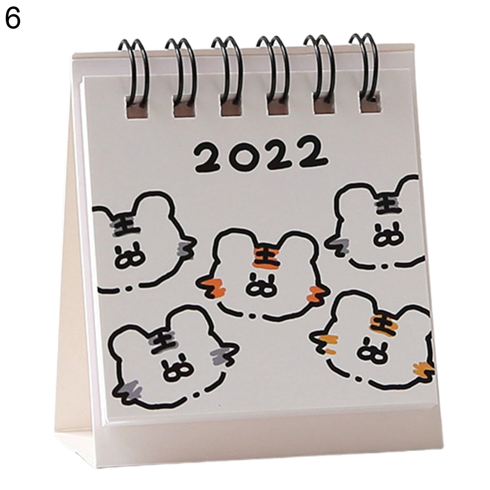 Yesbay mini desk calendar tiger print unique design double coil 2022