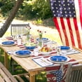 thumbnail image 2 of Table Runner Dresser Scarves 48 Inch Long,Independence Day American Star on Wood Linen Dining Table Runners Red White Striped USA Flag Tabletop Scarf for Wedding Holiday Party Kitchen, 2 of 7