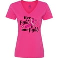 thumbnail image 3 of Inktastic Breast Cancer Awareness Her Fight is our fight Women's V-Neck T-Shirt, 3 of 5