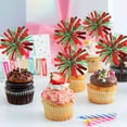 thumbnail image 6 of Scheam Foil Tinsel Cupcake Toppers 30 Pcs Sparkle Firework Cake Picks Tassel Cake Decorations Fruit Toothpicks Cocktail Drink Stirrers for Christmas New Year Birthday Party (Red Green), 6 of 7