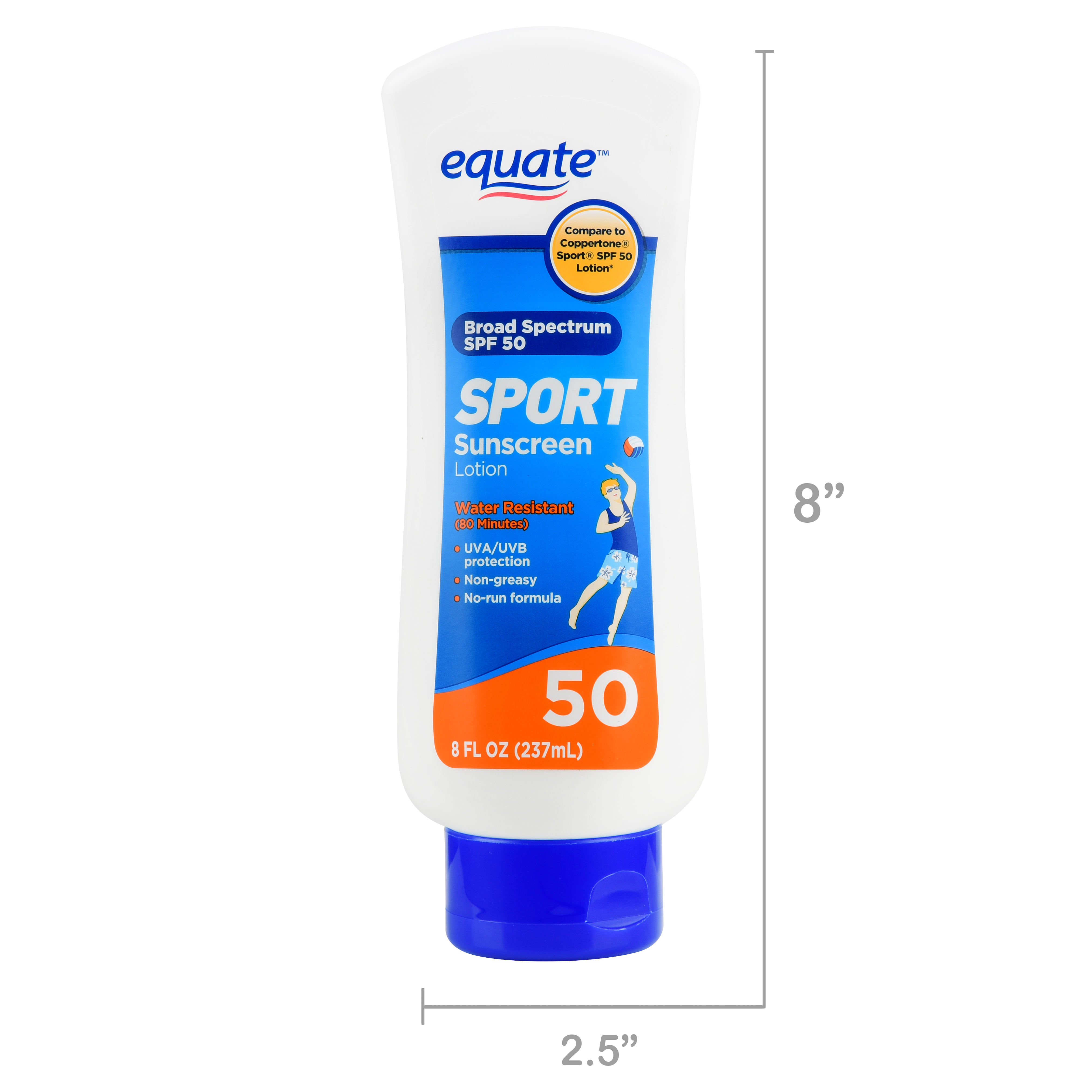 Equate Sport Sunscreen Lotion, SPF 50, 8 fl oz - image 5 of 8