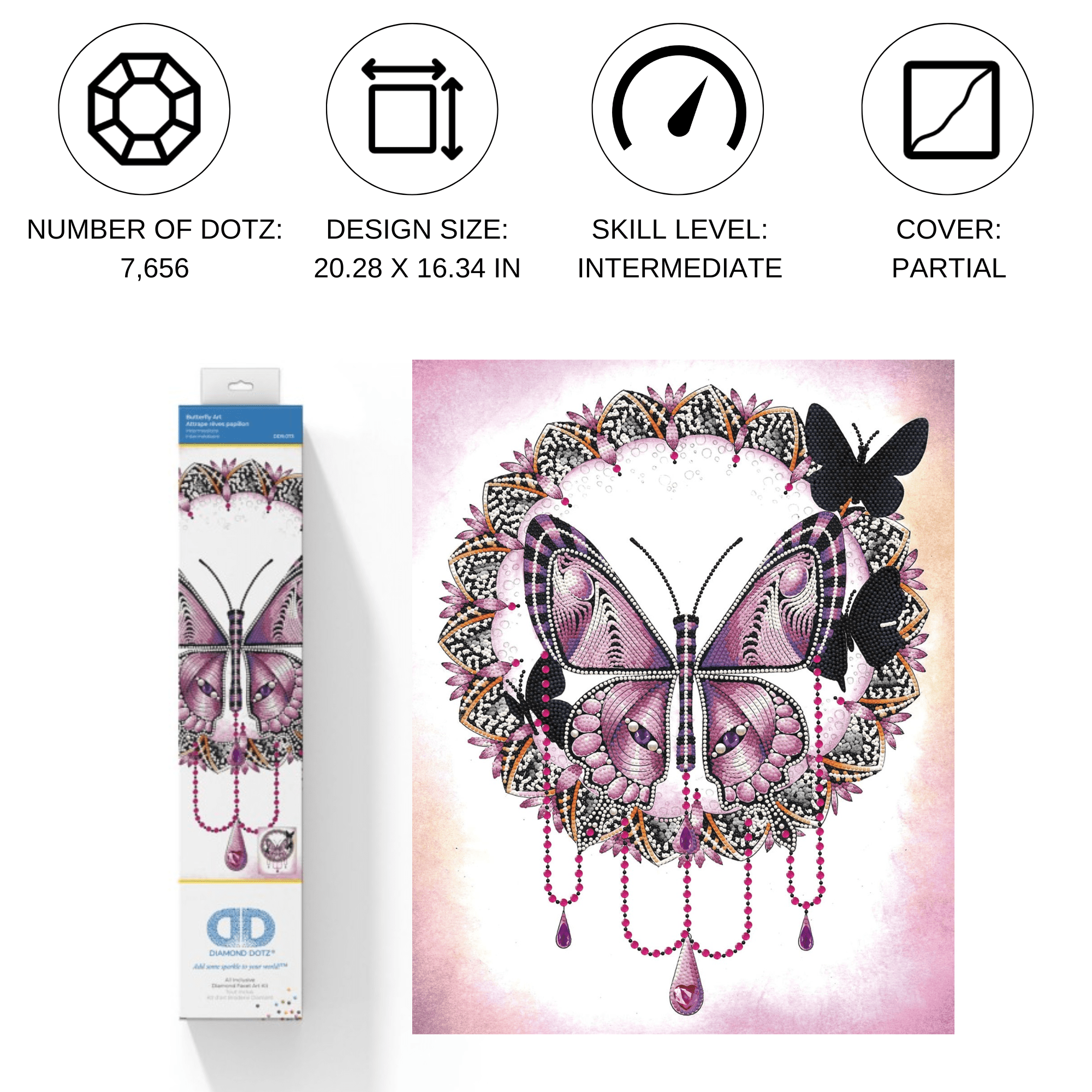 Diamond Dotz Butterfly Nature Diamond Painting Kits for Adults - Diamond Art Kits a Relaxing Creative Craft Kit with Dotz Gems 20.3"x16.3"