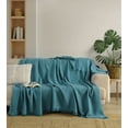 thumbnail image 2 of Kafthan  Textile Waffle Plain Cotton Queen Coverlet Teal, 2 of 4