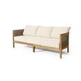 thumbnail image 5 of Christopher Knight Home 4-Piece Outdoor Acacia Wood Conversation Set with Cushions, Teak Finish, 5 of 21