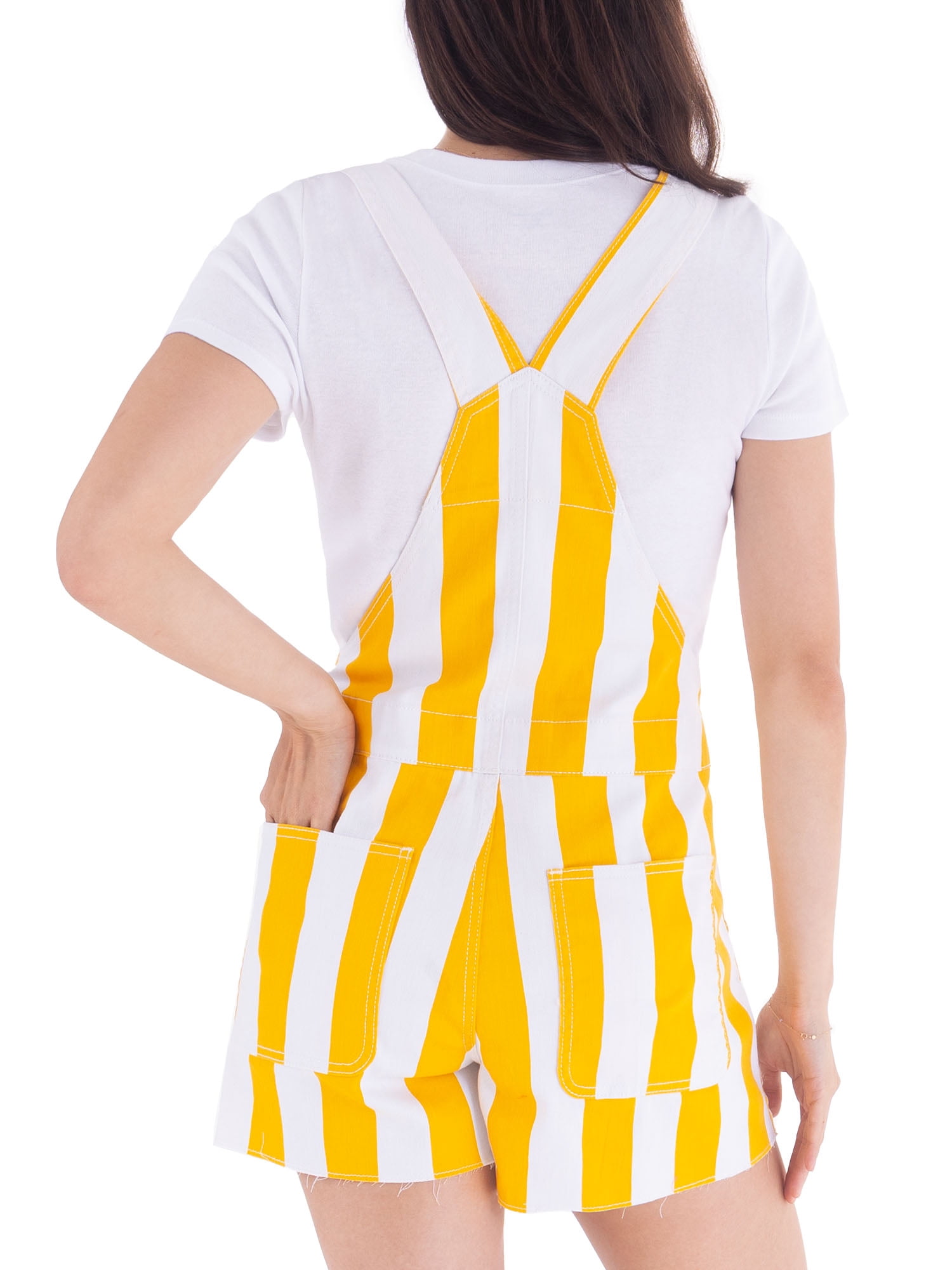 No Boundaries Game Day Raw Hem Shortalls, 3" Inseam, Women's