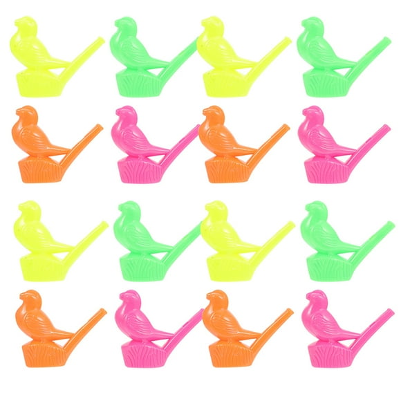 16 Uds. Silbato colorido de plástico con forma de pájaro, silbato de agua, accesorios para fiestas