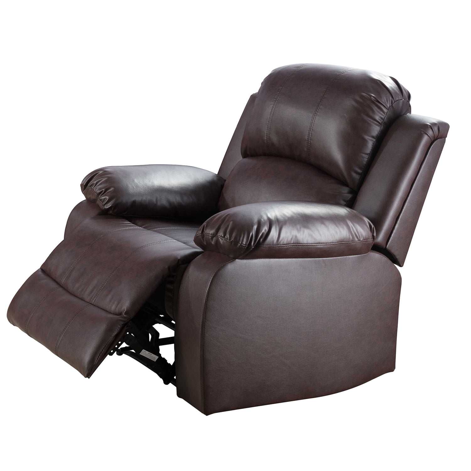 Hommoo Recycled Leather Recliner Chair, Living Room Chair Recliner Single Sofa with Overstuffed Arm and Back, Theater Lounge Seat for Home, Brown