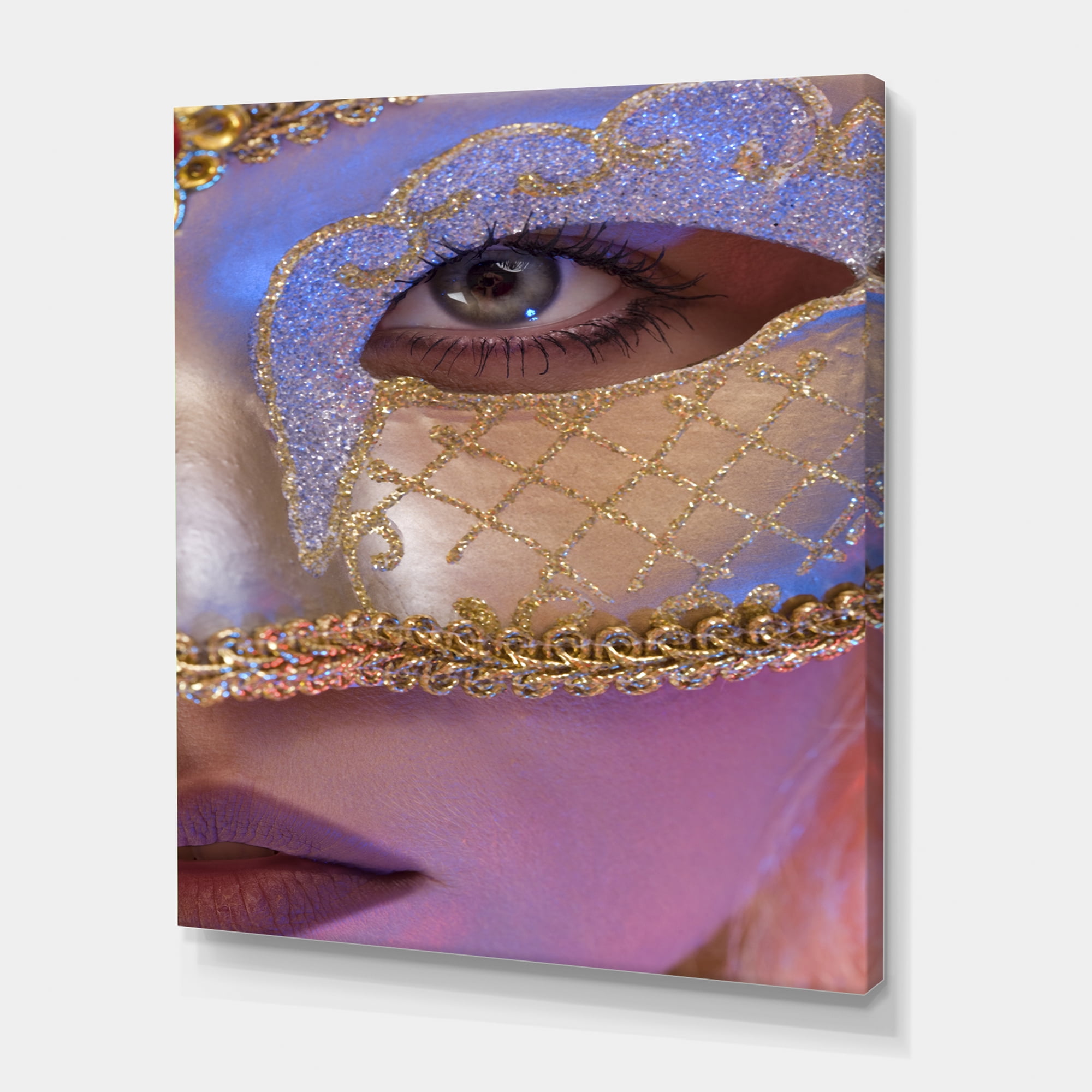 Designart ' Venetian Mask On Female Face ' Modern Canvas Wall Art Print