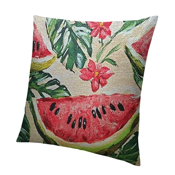 Slices of Watermelon Throw Pillow Exotic Tropical Fruit Leaves Red Home Decorative Bedroom/Living Room/Car