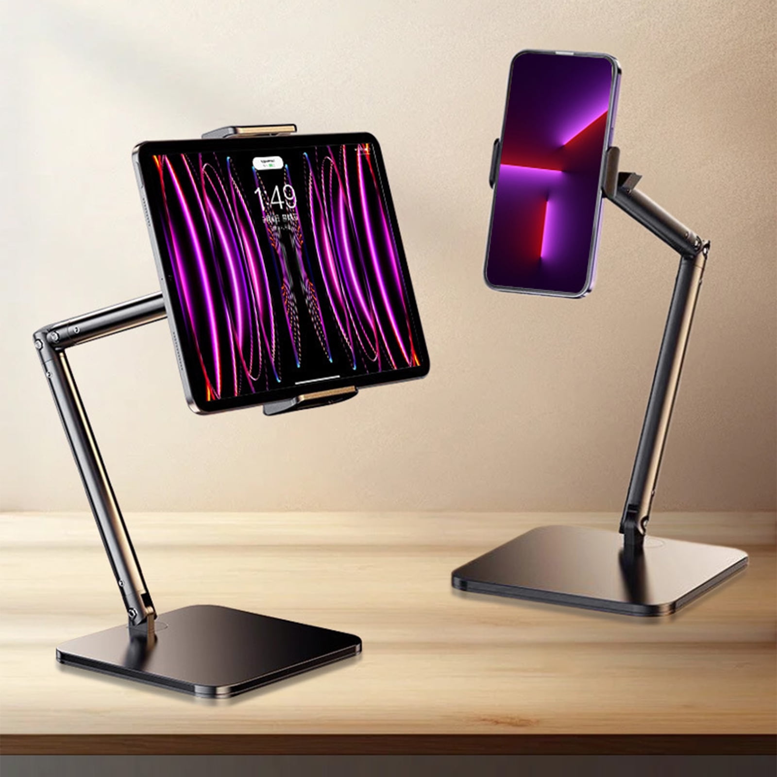 Metal Desk Holder Stand for Live Streaming Meetings Adjustable Desktop Tablet Holder Phone Stand