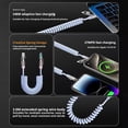 thumbnail image 2 of 4 in 1 Spring Fast Charging Cable, 240W USB-C PD Multi Fast Charging, 1.2m/5ft Coiled Retractable Cable, Blue, 2 of 9