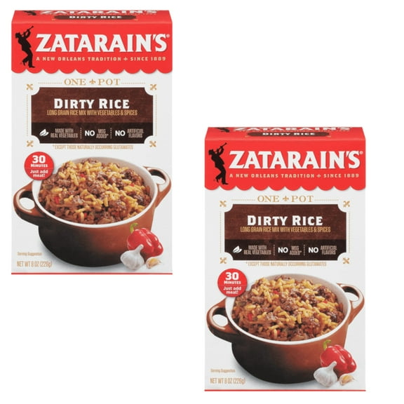 (2 Pack ) Zatarain's No Artificial Flavors Gluten Free Dirty Rice Dinner Mix, 8 oz Box