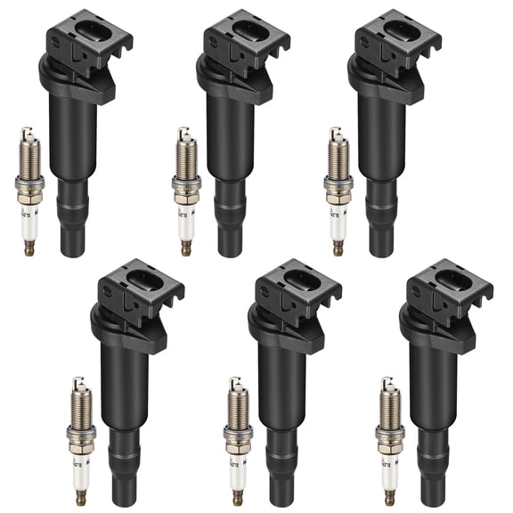 BDFHYK Ignition Coil Pack and Double Iridium Platinum Spark Plugs Compatible with BMW 328i xDrive 528i X3 525i 530i 325i 325xi 330i 330xi X3 Z4 X5 3.0L 2.5L L6 0221504470 12120032137 UF592, Sets of 6