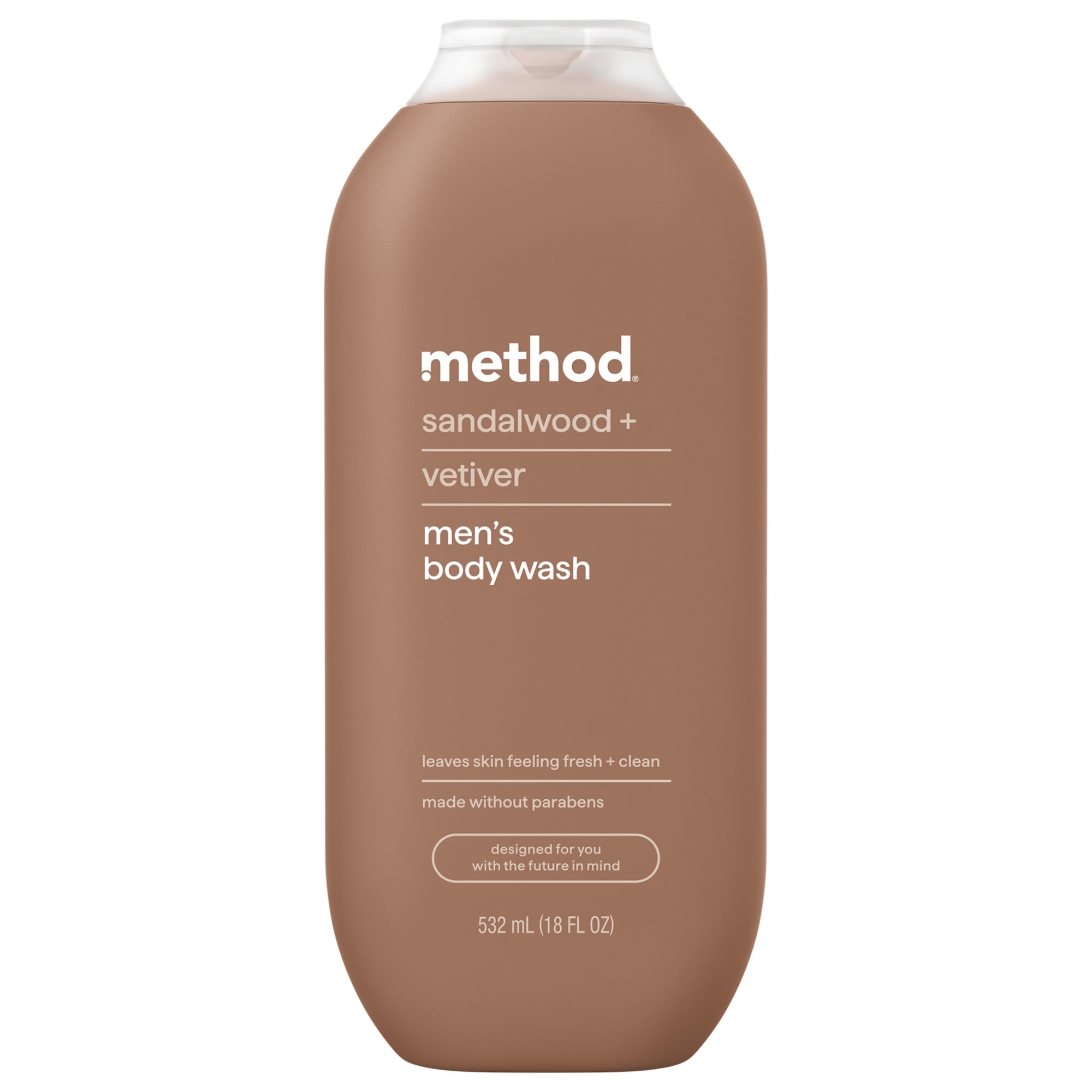 method men's Body Wash, Sandalwood + Vetiver - Moisturizes & Cleanses, Made without Parabens, Cruelty-Free, 18 fl oz