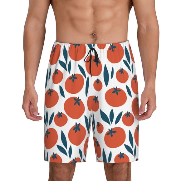Vsdgher Hand Drawn Tomatoes Print Men's Pajama Shorts Lounge Bottoms Sleep Shorts Elastic Waist Lightweight PJ Shorts with Pockets-Medium