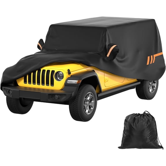 JOYTUTUS Car Cover Compatible with 4 Doors Wrangler JK JL TJ YJ CJ7, Water-Resistant All Weather Cover 1976-2026 Wrangler