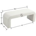 thumbnail image 2 of White Modern Boucle Bench Set of 1, Rectangular Sherpa Entryway Bench, Upholstered Ottoman, Indoor Bench Footrest for Bedroom, Hallway, end of Bed, 2 of 8