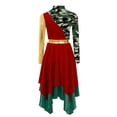 thumbnail image 4 of Zaldita Kids Girls Liturgical Praise Dance Dress Camouflage Print Long Sleeve Worship Lyrical Church Robe Dancewear Burgundy 8, 4 of 6