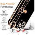 thumbnail image 4 of for iPhone 12 Case Cute Love-Heart Plating Wristband Phone Cover for Women Girls Bling Soft Silicone Camera Lens Protection Bumper Shockproof Wrist Phone Case for iPhone 12 (6.1'') - Black, 4 of 7