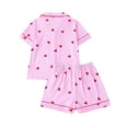 thumbnail image 7 of HAYIMI Child Girls 2 Piece Pajama Set Short Sleeve Lapel Button Down Shirt and Ruffled Shorts with Bowknot Print Kids Sleepwear Relaxed Fit Nightwear, 7 of 7