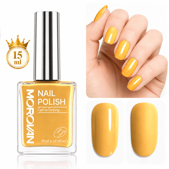 Morovan 15ml Mustard Yellow Nail Polish,Quick Dry, High Gloss Shine, Long Lasting Color for Nail Art DIY Home Manicure, 0.5 fl.oz