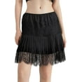 thumbnail image 1 of Women Y2k Lace Ruffle Pleated Mini Skirt Low Rise Half Slip Skirts Mesh Floral Layered Flowy Short Skirts, 1 of 1
