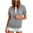thumbnail image 2 of Amketima T Shirts for Women Half Zip Short Sleeve Hoodie, Raglan Sleeve Kangaroo Pocket Drawstring Hooded Pullover Top,Casual Athletic Sweatshirt Womens Tops, 2 of 8