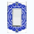 thumbnail image 1 of Metal Light Switch Plate Cover Mandala Blue White Flower Tile Pattern MDL064, 1 of 13