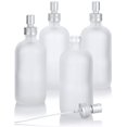 thumbnail image 1 of 8 oz Frosted Clear Glass Boston Round Bottle with Metal Aluminum Fine Mist Sprayer, 1 of 7
