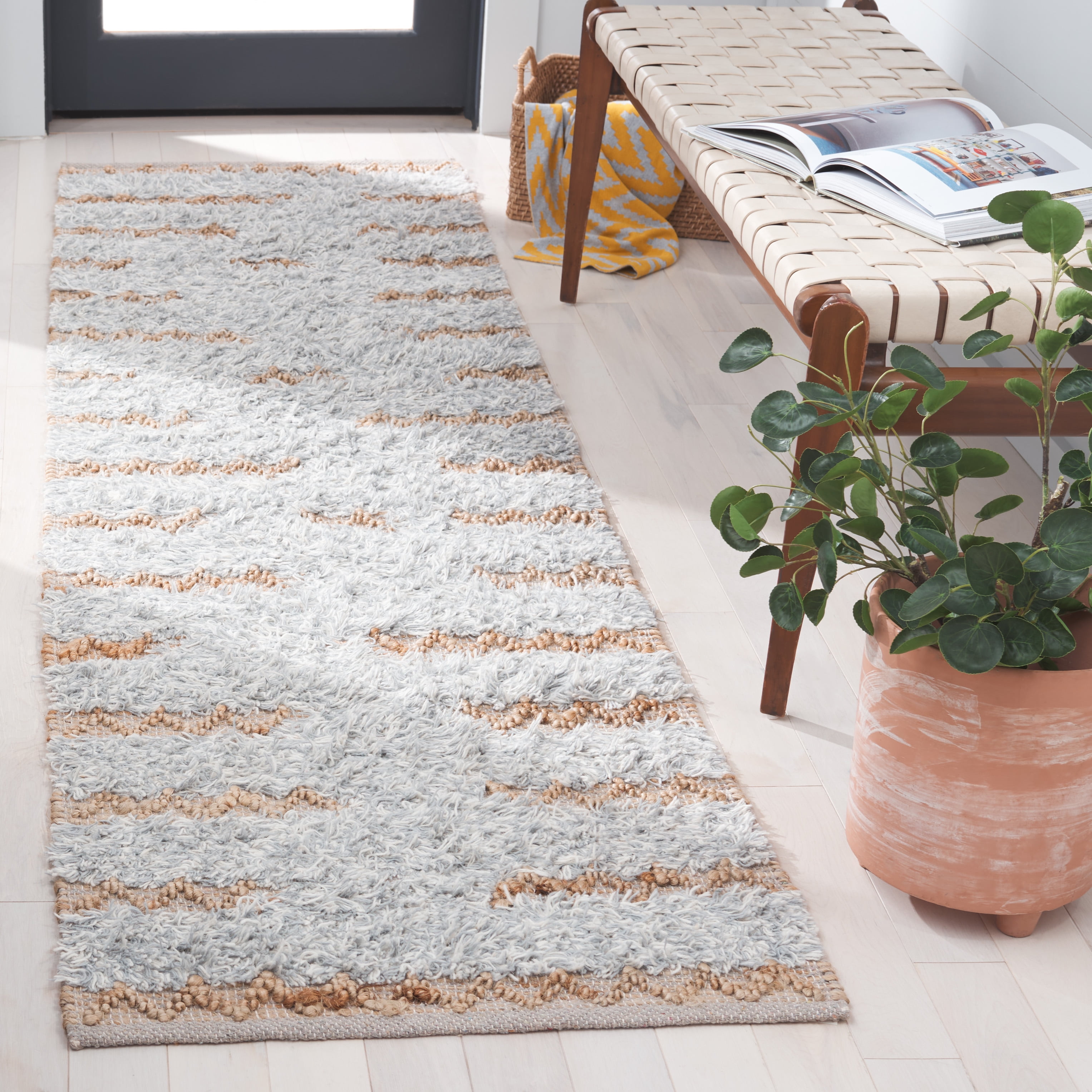 SAFAVIEH Natura Natasa Abstract Runner Rug, Grey/Natural, 2'3" x 8'