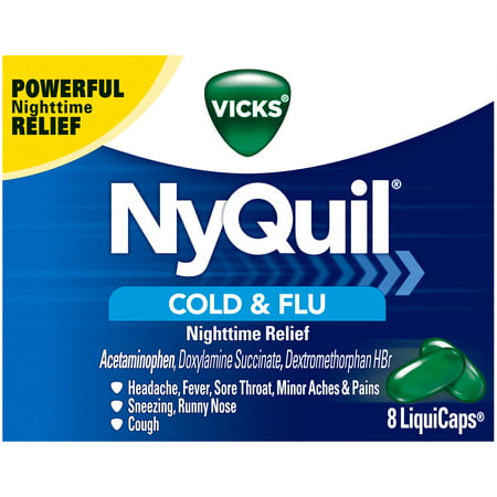 Vicks® NyQuil® Cold & Flu Nighttime Relief LiquiCaps 8 ct